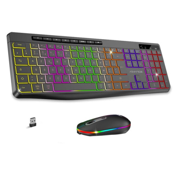 Ensemble Clavier et Souris Gamer Sans Fil ADVANCE R-TYPE CLS-3100 RGB - Noir