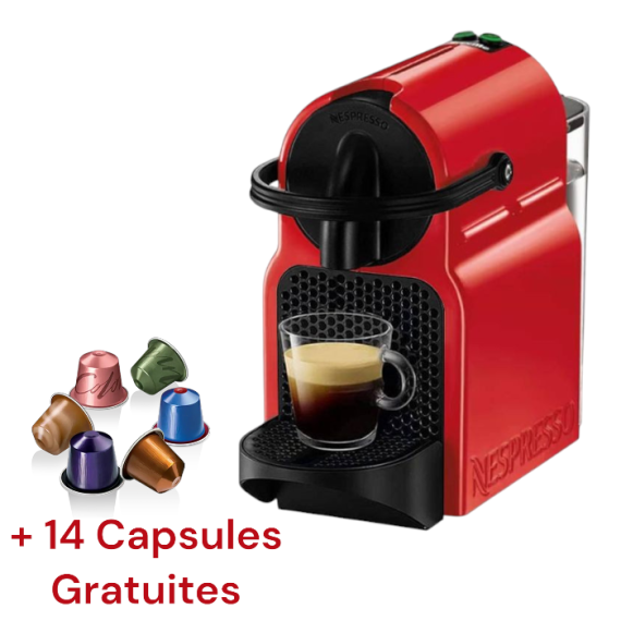 Machine à Café NESPRESSO Inissia D40 1200W + 14 Capsules gratuites / Rouge