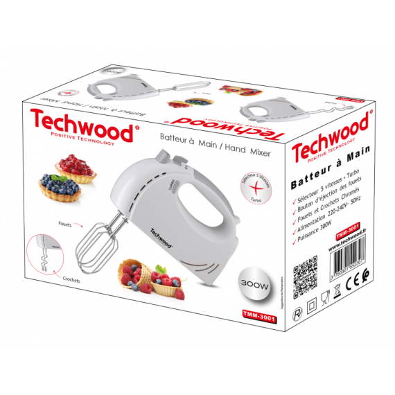 Batteur à main Techwood TMM-3001- Blanc