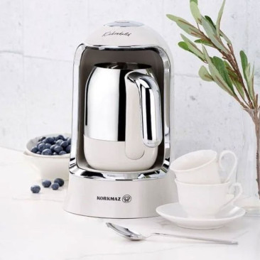 Cafetière Électrique Turc KORKMAZ Vanille 400W - Blanc