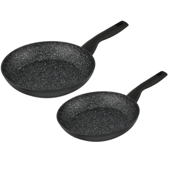 Set De 2 Poêles KORKMAZ Nora Granite A2679 24Cm + 28Cm - Noir