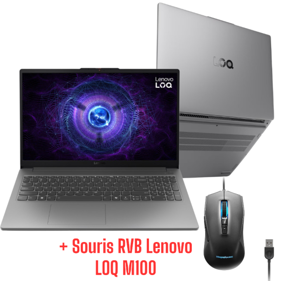 PC Portable Gamer Lenovo LOQ 15IAX9E / i7-12650HX / RTX 4050 6G / 16 Go DDR5 / 512 Go SSD / Windows 11 / Gris