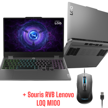 PC PORTABLE Gamer LENOVO LOQ I7-13650HX / 16G / 512 Go SSD / RTX 3050 6G / W11 GRIS +SOURIS LOQ M100