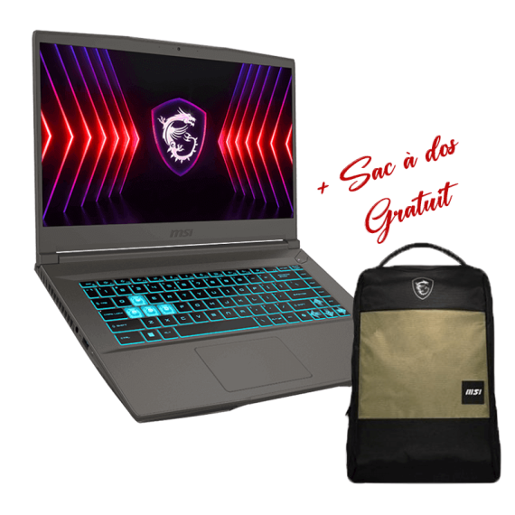 Pc Portable Gamer - MSI THIN 15 B13UCX-2606XFR, I7, 8Go, RTX 2050, 15.6" FHD