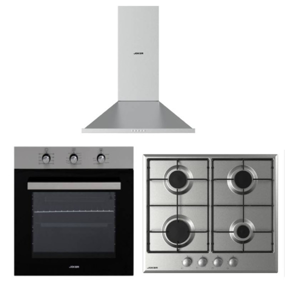 Pack Électroménager JOKER Plaque + Four + Hotte - Inox