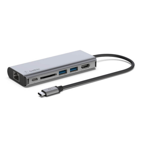 Hub USB-C Belkin multiport 6-en-1 / 1x HDMI / 2x USB-A / 1x RJ45 / 1x SD
