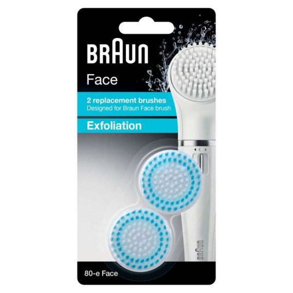 2 Brosses De Remplacement Exfoliation Braun SE80-E - Blanc