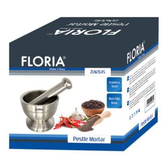 Mortier Avec Pilon FLORIA ZLN2645 10cm Argent