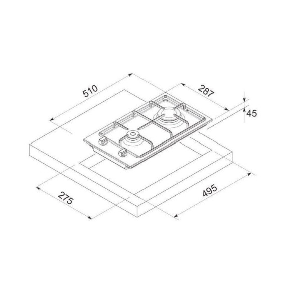 PLAQUE DE CUISSON ENCASTRABLE FOCUS 2 FEUX Noir/ F.813B