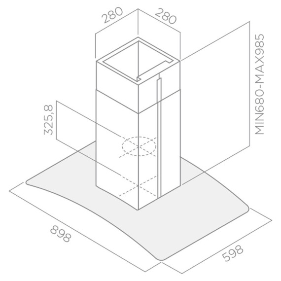 Hotte Centrale FOCUS F915X 90CM - Inox et Vitre