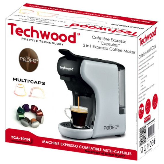 Cafetière Expresso Multi Capsules Techwood TCA-191N 1450W - Blanc