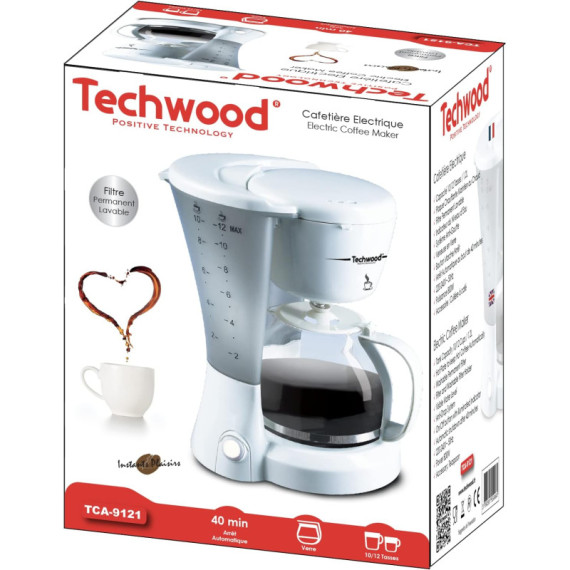 Machine a Café TECHWOOD électrique 10-12 Tasses - Blanc