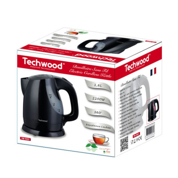 BOUILLOIRE SANS FIL TECHWOOD TB-1623 1.6 L - NOIR