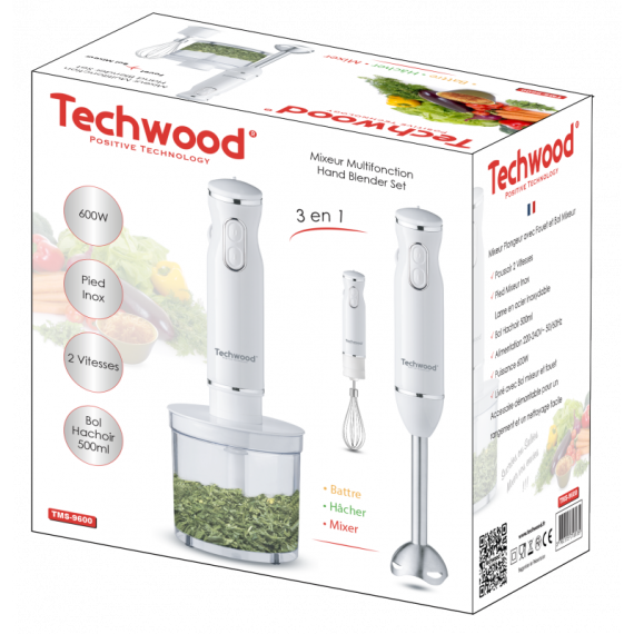 Mixeur Plongeant 3 en 1 Techwood TMS-9600 / Blanc