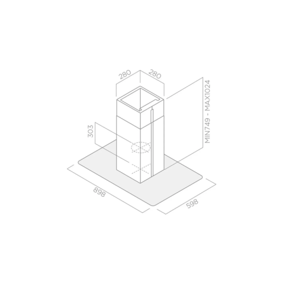 Hotte Centrale FOCUS Tactile Vitro 90 cm - Inox