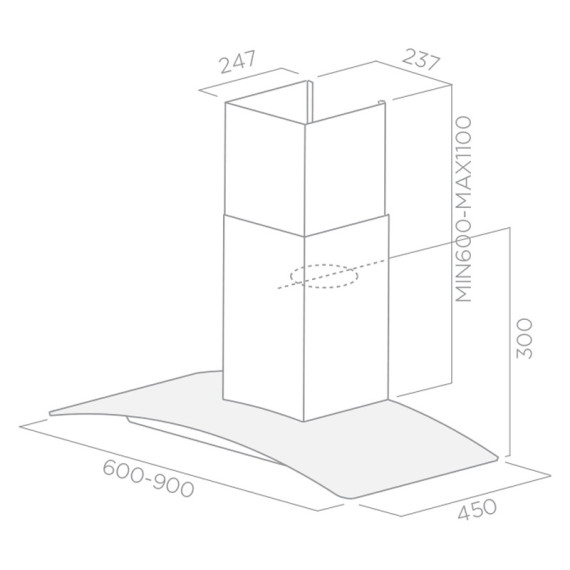 Hotte cheminé Focus 90cm F.914X - Inox