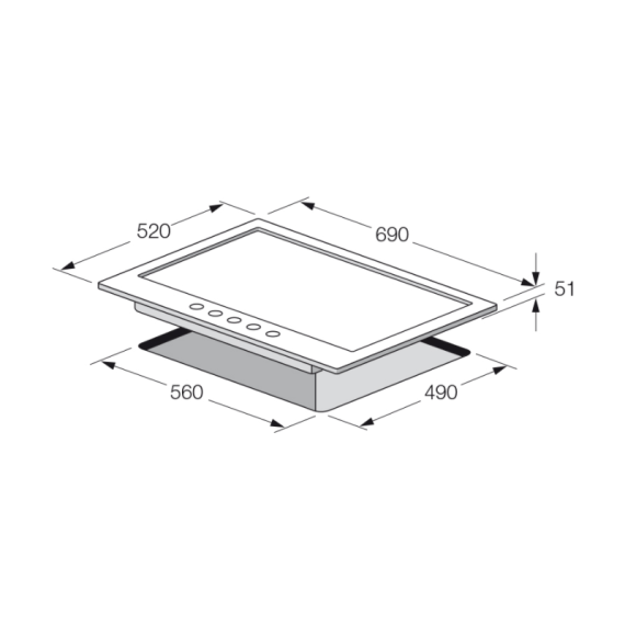 Plaque de cuisson encastrable Focus 70cm 5 Feux - Inox