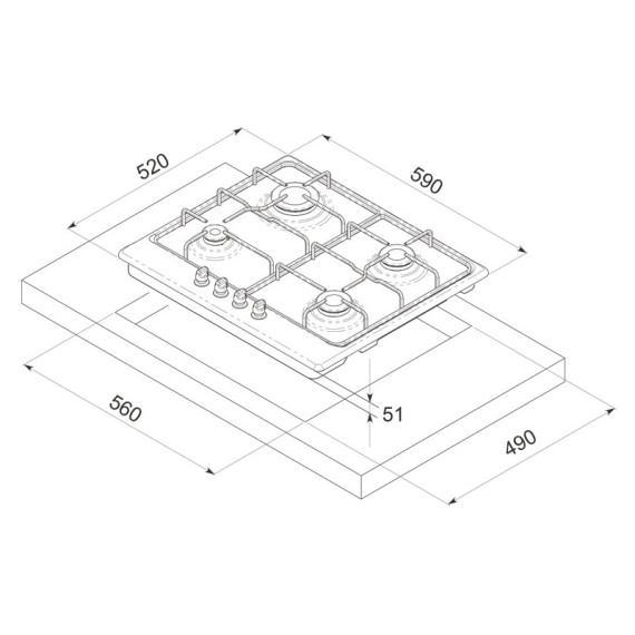 Table de cuisson Enacastrable Focus F.401B / 60 cm / Noir
