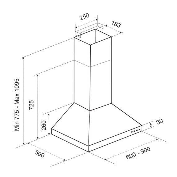 Hotte Pyramidale Focus 60cm Noir - F.605B