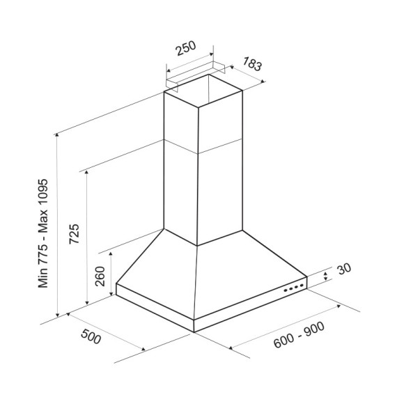 Hotte Cheminée Focus F.605X 60 cm / Inox