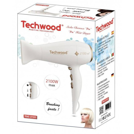 Sèche Cheveux pro TECHWOOD TSC-2101 2100W - Blanc