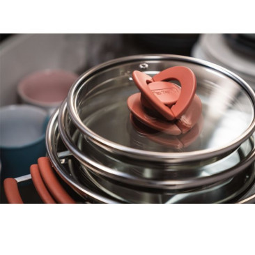 BATTERIE DE CUISINE 13 PCS FAITOUTS 18/20/24 + COUVERCLE + USTENSILES - Inox