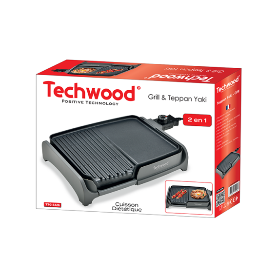 Grille à Viande & Teppan Yaki TECHWOOD TGD-3326 1600W - Noir