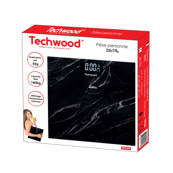 Pèse Personne Digitale TECHWOOD TPP-826 - Noir
