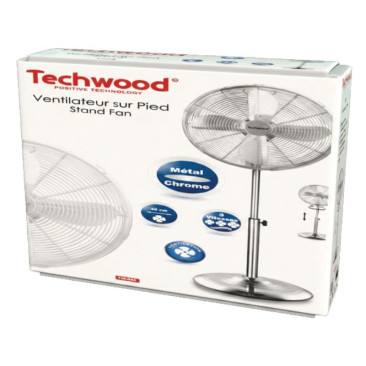 Ventilateur sur pied TECHWOOD 50W Finition chromée 40CM