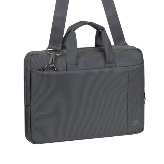 Vue avant de la sacoche RIVACASE 8231 grise pour PC portable 15,6 pouces