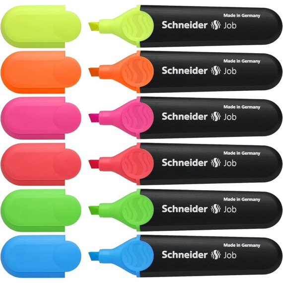 Différentes couleurs fluorescentes du surligneur SCHNEIDER Job