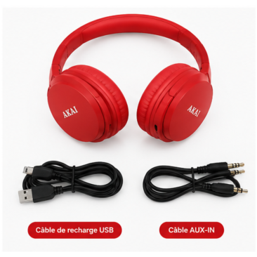 Casque AKAI CA159R autonomie jusqu'à 6 heures