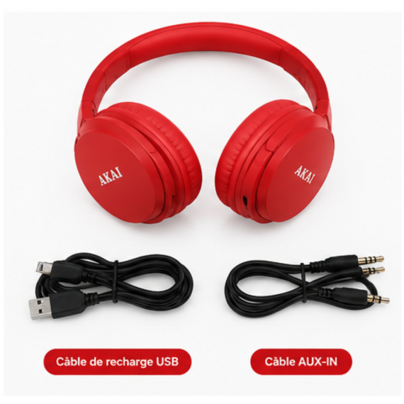 Casque AKAI CA159R autonomie jusqu'à 6 heures