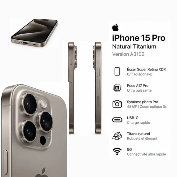 Appareil photo 48 MP iPhone 15 Pro