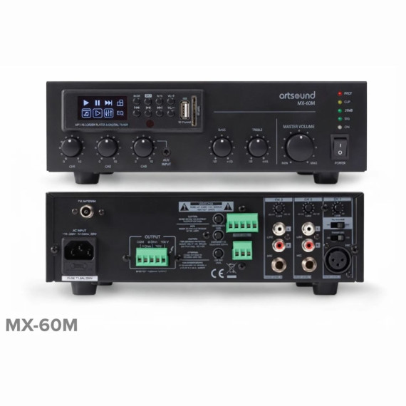Amplificateur mélangeur ArtSound MX-60M 60W 100V