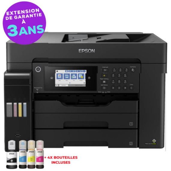 Imprimante à réservoir intégré Multifonctions 4 en 1 Epson EcoTank L15160 A3+ + 4 Bouteilles D'encres Epson