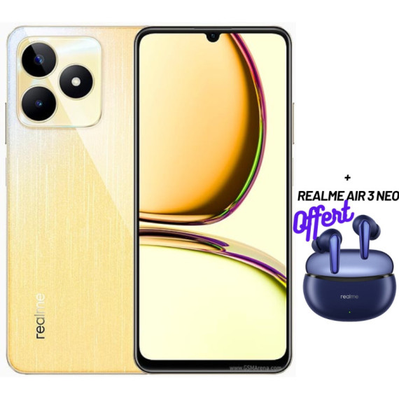 Smartphone Realme C53 / 8 Go / 256 Go / Gold + Un Abonnement Offert + Realme AIR 3 NEO Offert