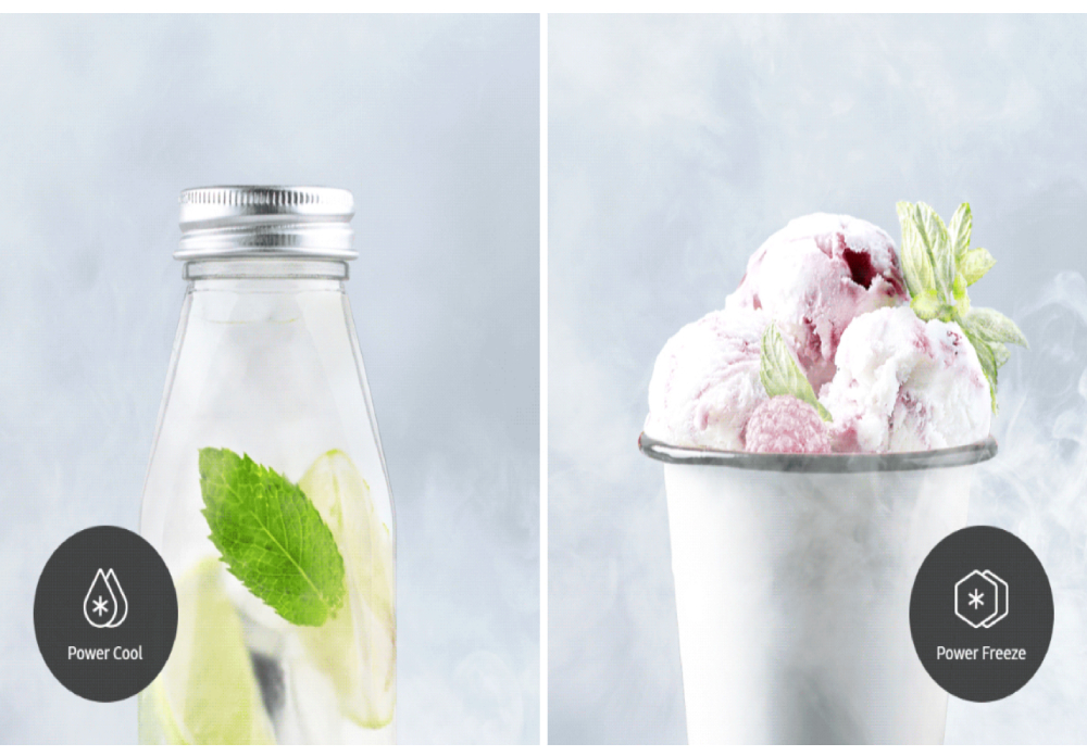 Réfrigérateur Samsung 340L Gris  : Fonctions Power Cool et Power Freeze