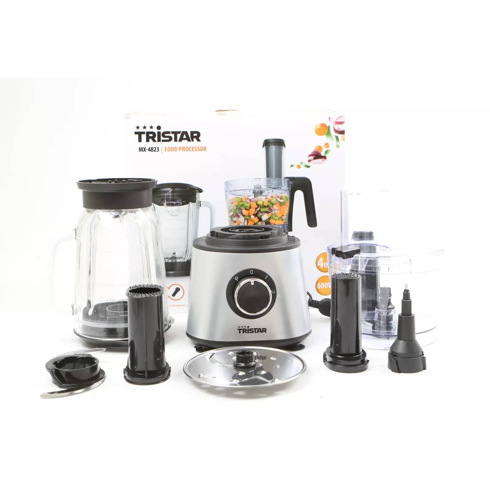 Robot De Cuisine Multifonction Tristar MX-4823 - Bol Hachoir 1.5L, Blender 1.5L Et Accessoires Râpe