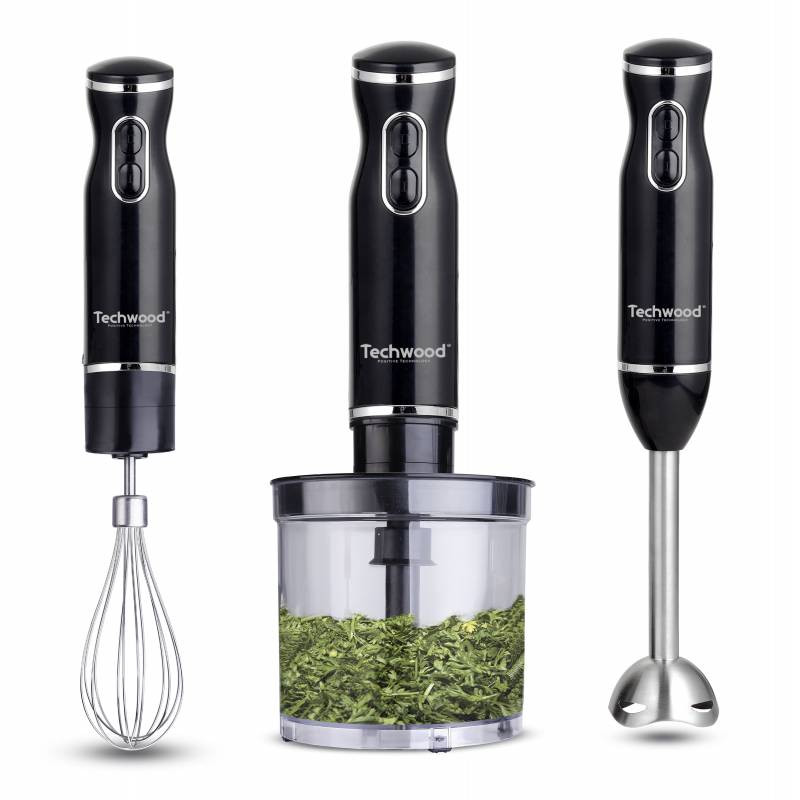 Mixeur Plongeant 3-en-1 MEGAWISE 400W – Inox, Vitesse Variable + Turbo, Fouet & Mousseur à Lait, Idéal Soupes, Smoothies, Purées
